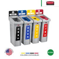  Estación de reciclaje 4 divisiones Slim Jim Rubbermaid 23 Gal